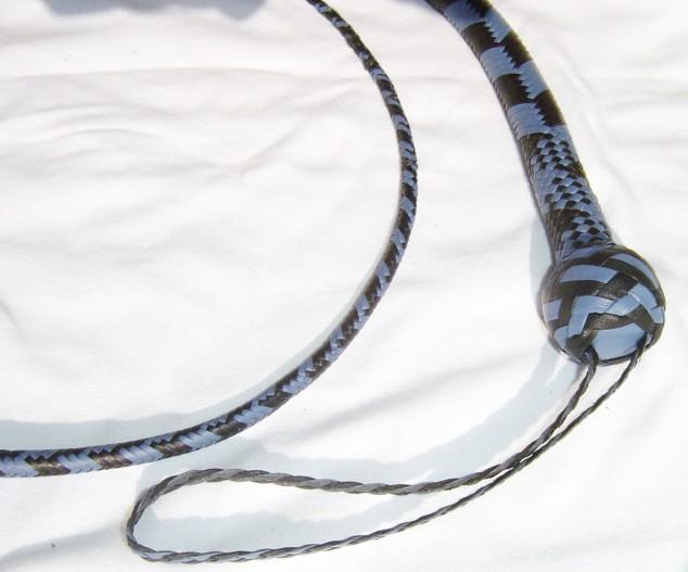4ft Blue and Black 20 plait Signal with Box Pattern Knot C.jpg